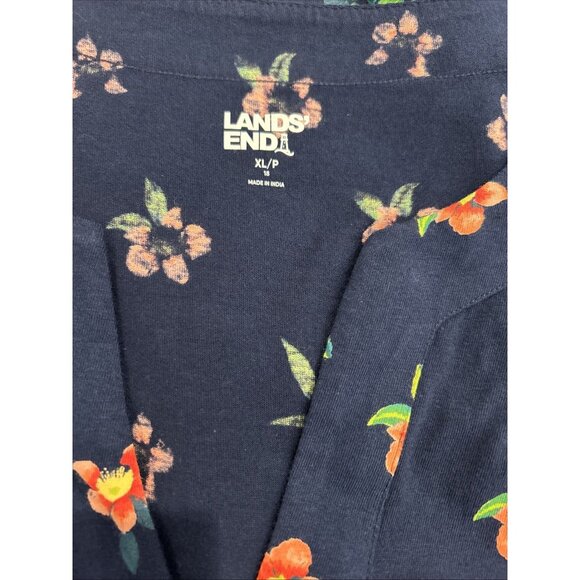 Lands End Floral Tank Dress Sleeveless Navy‎ Orange Tropical Cruise Resort - Picture 6 of 8